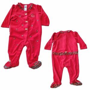 Baby Little Me Red Velvet Christmas Footsie, Size 9 Months